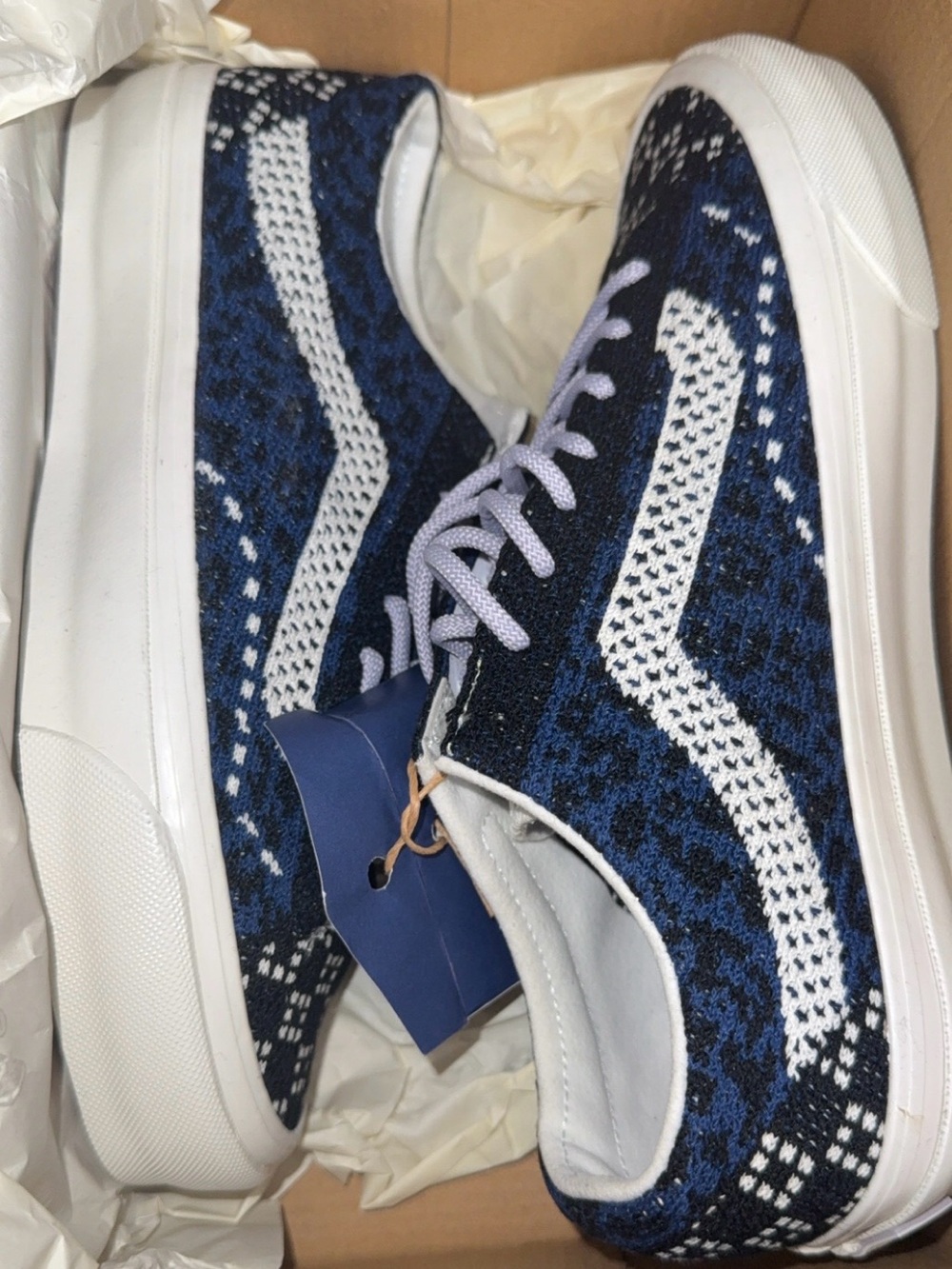 VANS CHEETAH PRINT SNEAKERS Navy & White Knit Low-Top Sneakers